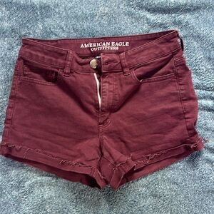 American Eagle Shorts 6 Womens Hi-Rise Shortie Super Super Stretch Maroon